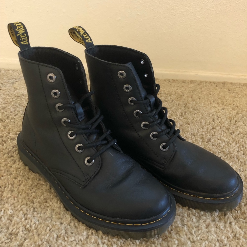 Dr. Martens Luana Leather Ankle Combat Boots Black